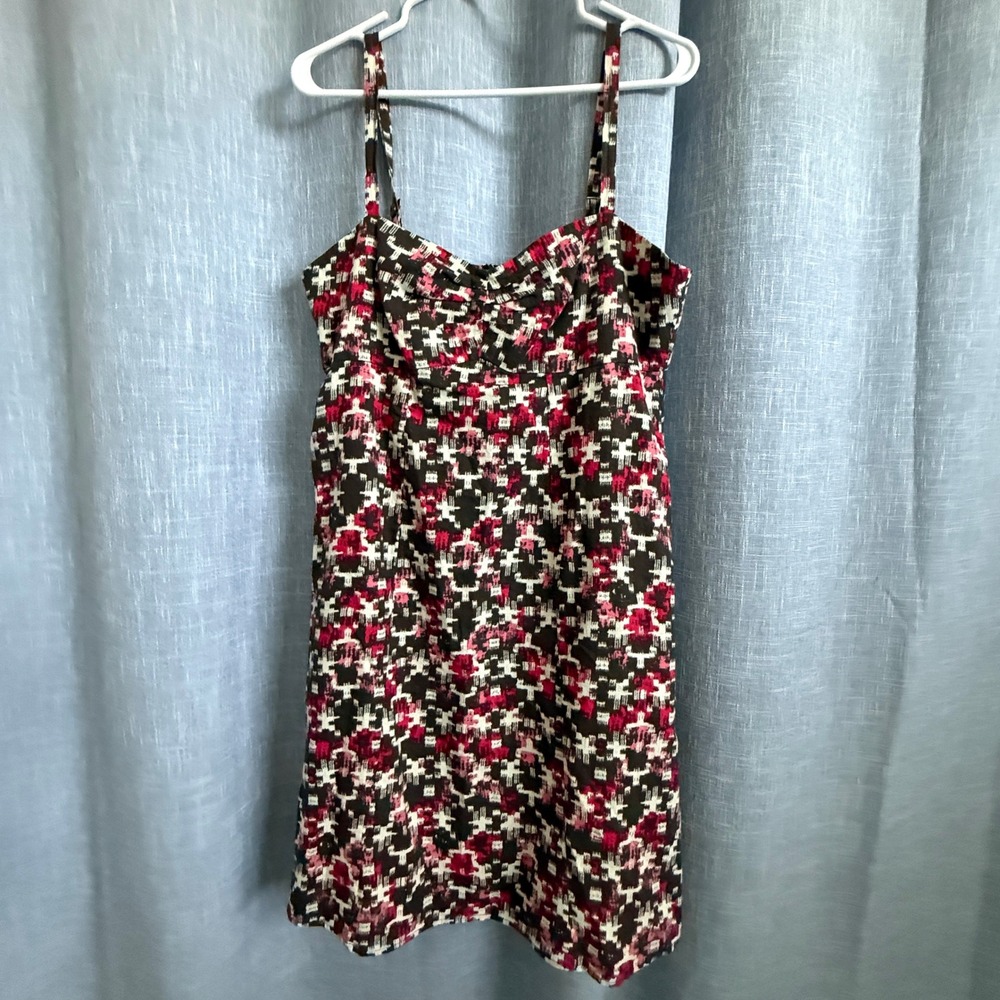 Patagonia Summertime Hemp Organic Cotton Dress Size 12 Brown Pink Pockets